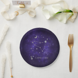 Zodiac Purple Capricorn   Astrology Horoscope Paper Plate