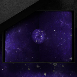 Zodiac Purple Gemini   Cosmic Astrology Horoscope Classic Round Sticker