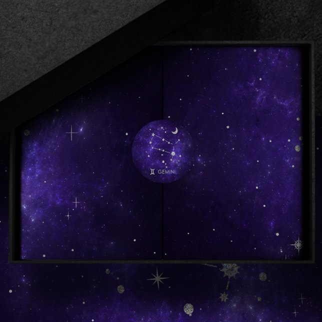 Zodiac Purple Gemini | Cosmic Astrology Horoscope Classic Round Sticker (Creator Uploaded)