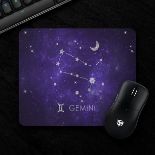 Zodiac Purple Gemini   Cosmic Astrology Horoscope Mouse Pad