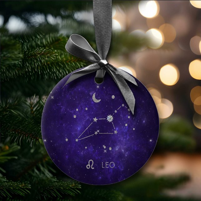 Zodiac Purple Leo | Cosmic Astrology Horoscope Ceramic Tree Decoration (Creator Uploaded)