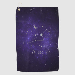 Zodiac Purple Leo Cosmic Astrology Horoscope Golf Towel