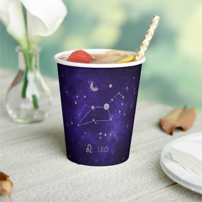Zodiac Purple Leo | Cosmic Astrology Horoscope Paper Cups (Insitu)