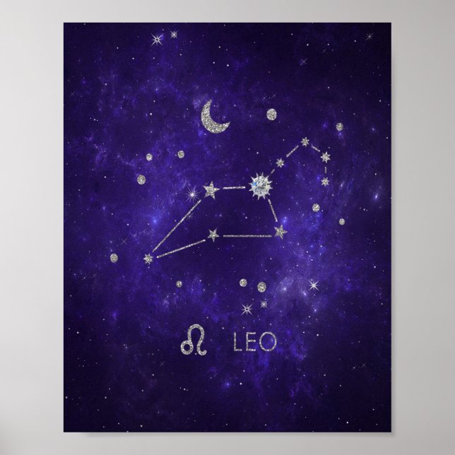 Zodiac Purple Leo | Cosmic Astrology Horoscope Poster (Front)