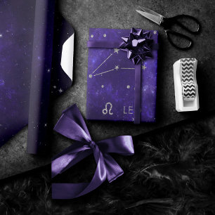 Zodiac Purple Leo Cosmic Astrology Horoscope Wrapping Paper