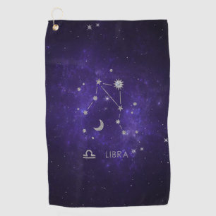 Zodiac Purple Libra Cosmic Astrology Horoscope Golf Towel