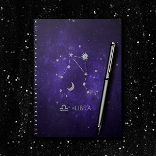 Zodiac Purple Libra Cosmic Astrology Horoscope Notebook