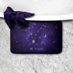 Zodiac Purple Pisces   Cosmic Astrology Horoscope Bath Mat