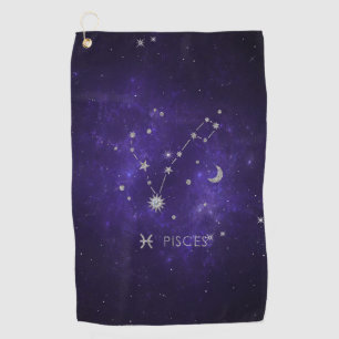 Zodiac Purple Pisces   Cosmic Astrology Horoscope Golf Towel