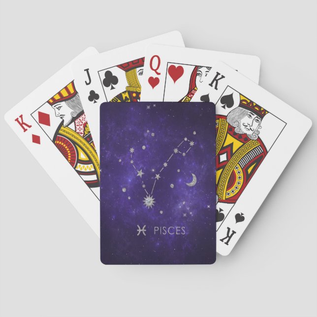 Zodiac Purple Pisces | Cosmic Astrology Horoscope Playing Cards (Back)