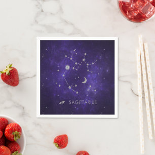 Zodiac Purple Sagittarius   Astrology Horoscope Napkin