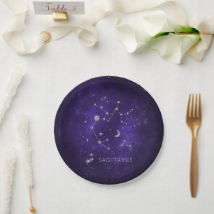 Zodiac Purple Sagittarius   Astrology Horoscope Paper Plate