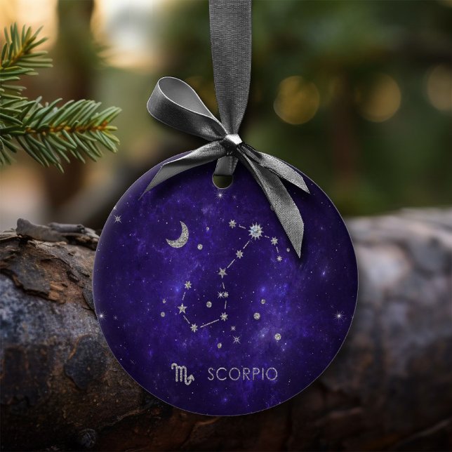 Zodiac Purple Scorpio | Cosmic Astrology Horoscope Ceramic Tree Decoration (Creator Uploaded)