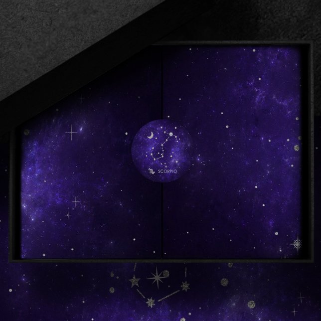 Zodiac Purple Scorpio | Cosmic Astrology Horoscope Classic Round Sticker (Creator Uploaded)