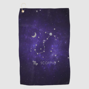 Zodiac Purple Scorpio Cosmic Astrology Horoscope Golf Towel