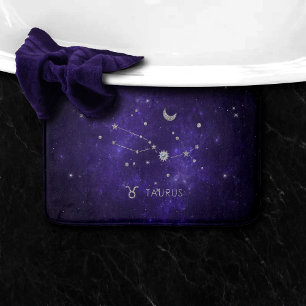 Zodiac Purple Taurus   Cosmic Astrology Horoscope Bath Mat