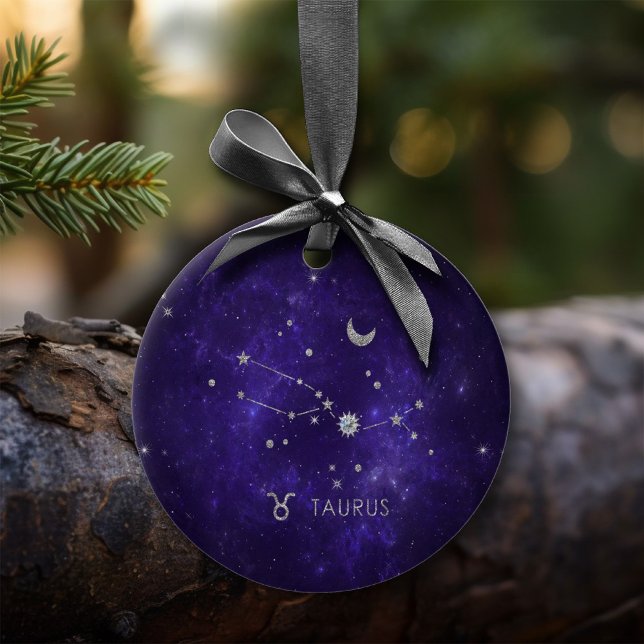 Zodiac Purple Taurus | Cosmic Astrology Horoscope Ceramic Tree Decoration (Creator Uploaded)