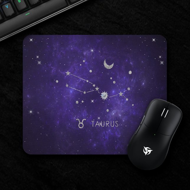 Zodiac Purple Taurus | Cosmic Astrology Horoscope Mouse Pad (Creator Uploaded)