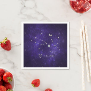 Zodiac Purple Taurus   Cosmic Astrology Horoscope Napkin