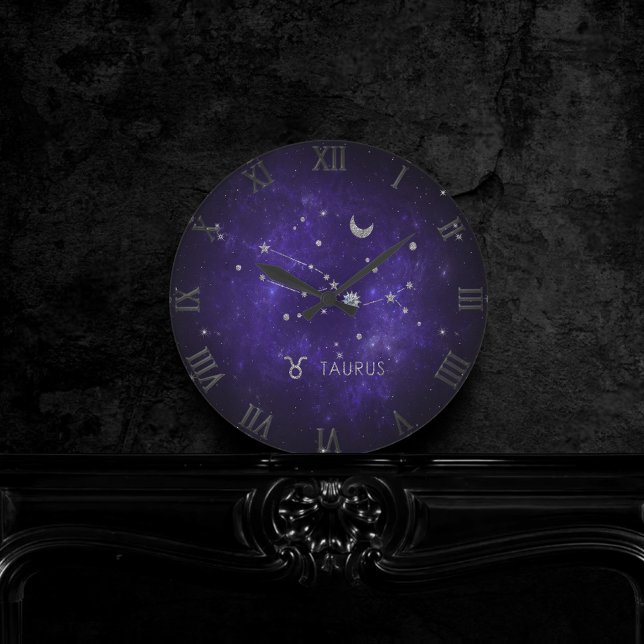 Zodiac Purple Taurus | Cosmic Astrology Horoscope Round Clock (Creator Uploaded)