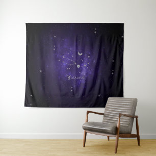 Zodiac Purple Taurus   Cosmic Astrology Horoscope Tapestry