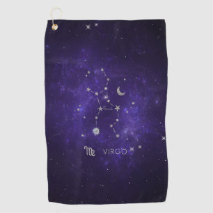 Zodiac Purple Virgo Cosmic Astrology Horoscope Golf Towel