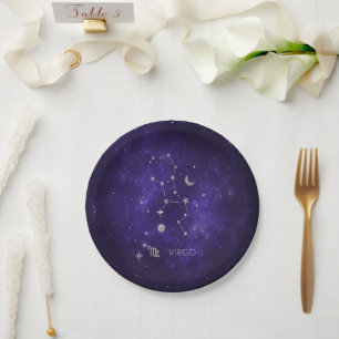 Zodiac Purple Virgo   Cosmic Astrology Horoscope Paper Plate