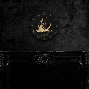 Zodiac Sagittarius Cosmic Gold Black Astrology L Round Clock