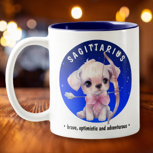 Zodiac Sagittarius  Cute Watercolor custom name  Two-Tone Coffee Mug