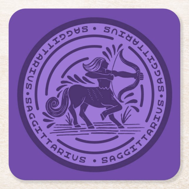Zodiac Sagittarius Square Paper Coaster (Front)