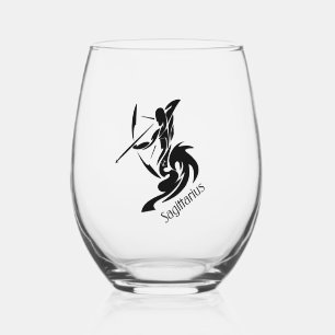 Zodiac Sagittarius Stemless Wine Glass