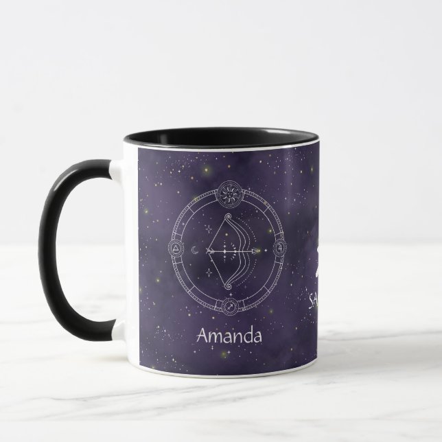Zodiac Sagittarius Watercolor Customisable Mug (Left)