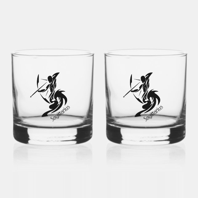 Zodiac Sagittarius  Whiskey Glass (Front)