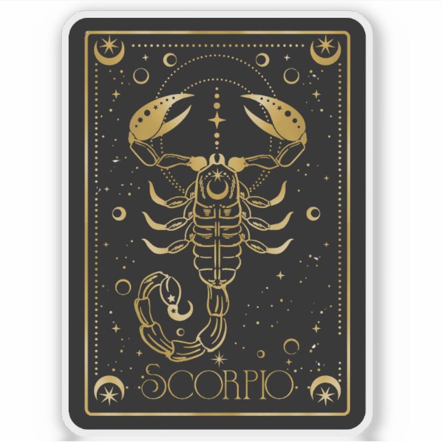 Zodiac Scorpio Astrological Black & Gold Sticker (Front)
