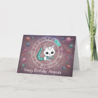Zodiac Scorpio Cute Cat Wheel Planet Astrology