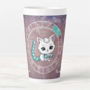 Zodiac Scorpio Cute Cat Wheel Planet Astrology Latte Mug