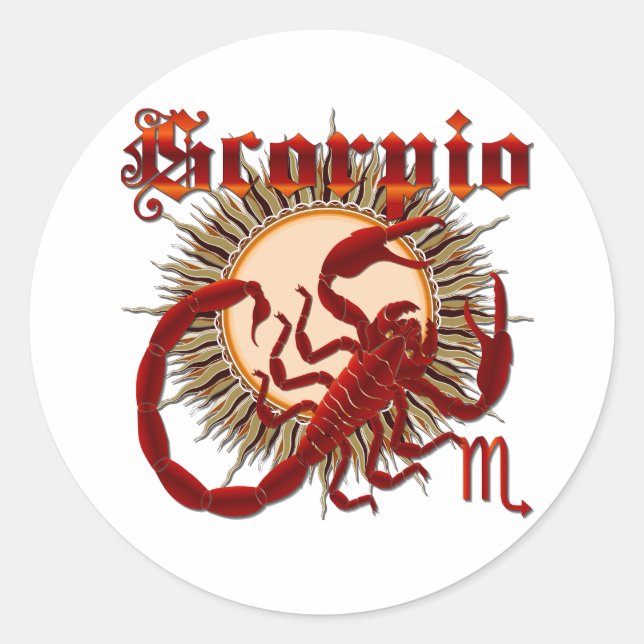 Zodiac Scorpio-Design-1 View Below Hints Classic Round Sticker (Front)