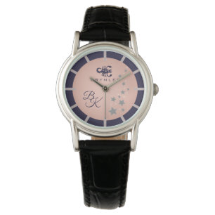 Zodiac Scorpio Elegant Rosé Dark Blue Monogrammed Watch