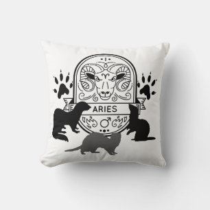 Zodiac Sign and Matching Pets. Aries.Ferret.w Cushion