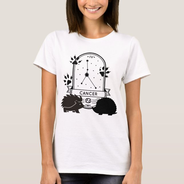 Zodiac Sign and Matching Pets. Cancer - Hedgehog.w T-Shirt (Front)