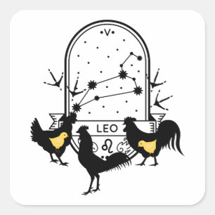 Zodiac Sign and Matching Pets. Leo - Chicken.w Square Sticker