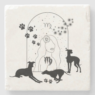 Zodiac Sign and Matching Pets.Virgo - Greyhound.w Stone Coaster