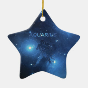 Zodiac sign Aquarius Ceramic Tree Decoration