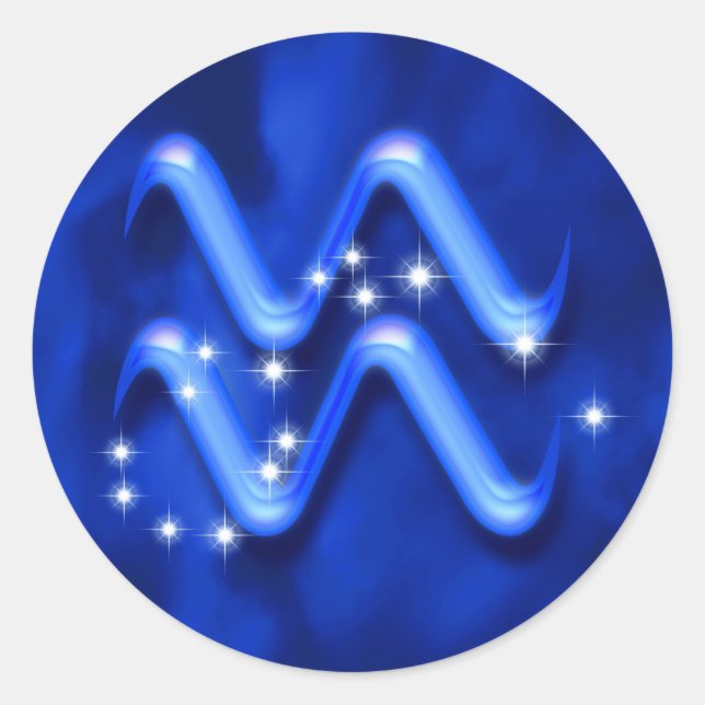 Zodiac sign Aquarius Classic Round Sticker (Front)