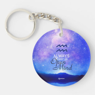 Zodiac Sign Aquarius Dreamy Sky Quote  Key Ring
