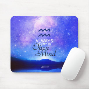 Zodiac Sign Aquarius Dreamy Star Sky Quote Mouse Pad