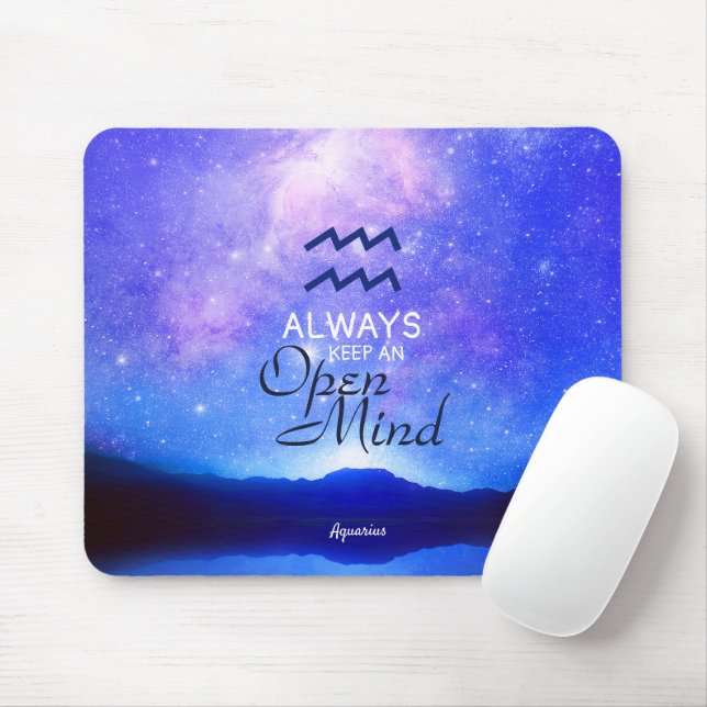 Zodiac Sign Aquarius Dreamy Star Sky Quote Mouse Pad (With Mouse)