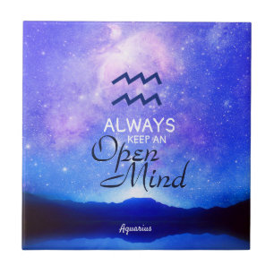 Zodiac Sign Aquarius Dreamy Star Sky Quote Tile