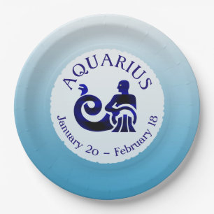 Zodiac Sign Aquarius Horoscope Astrology party Paper Plate