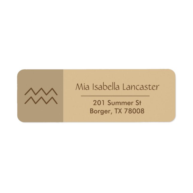 Zodiac Sign Aquarius Modern Return Address Labels (Front)